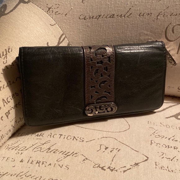Brighton Handbags - Brighton Black Leather Wallet. Goes with all bags. Pretty leather cutout design